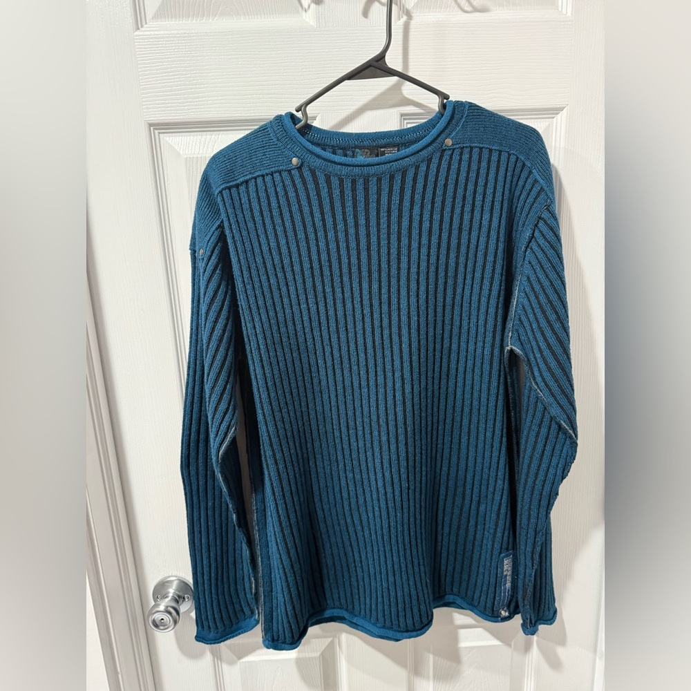 burnside Teal Ribbed Crewneck Sweater size M